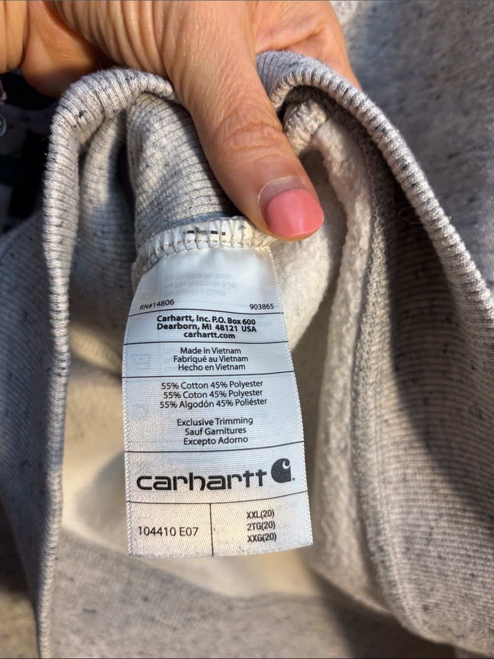 Carhartt Heather Gray Crewneck Sweatshirt with textured Sleeve Logo - Picture 10 of 11
